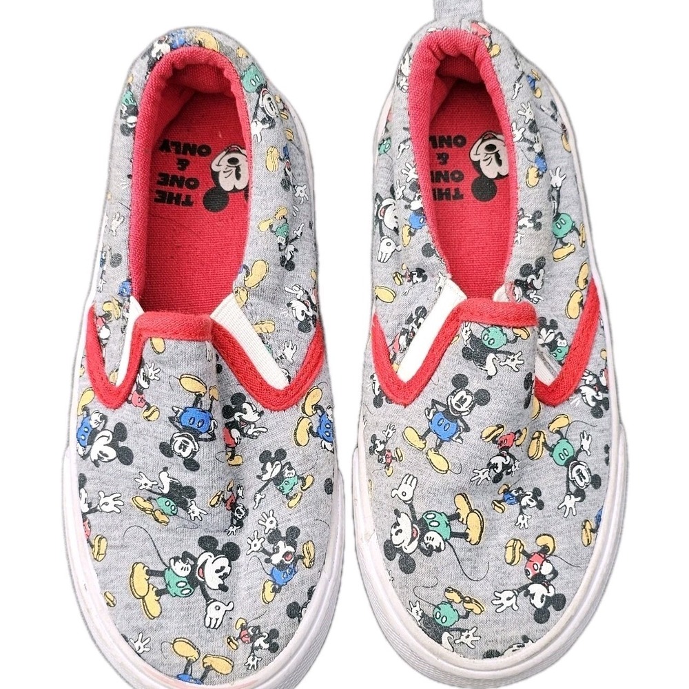 DISNEY Mickey Mouse Canvas Slip On Sneakers Shoes Boys Girls Childs (size 11/12)
